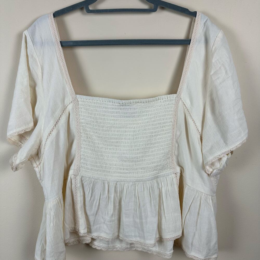 American Eagle Outfitters Cream Eyelet Cotton Crop Top - Picture 4 of 7